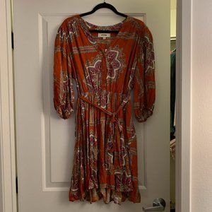 Anthropologie Orange Paisley Dress